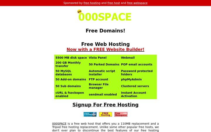 Captura de ecrã de 000space.com
