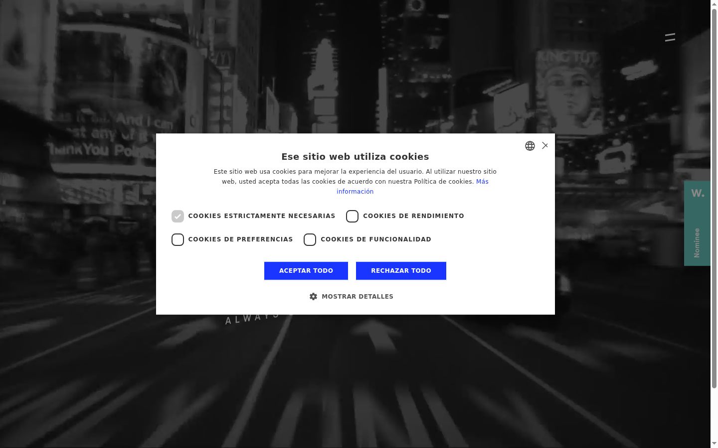 Screenshot tal-banner tal-kunsens muri qabel kwalunkwe interazzjoni
