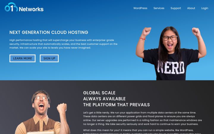 Screenshot of 01networks.com