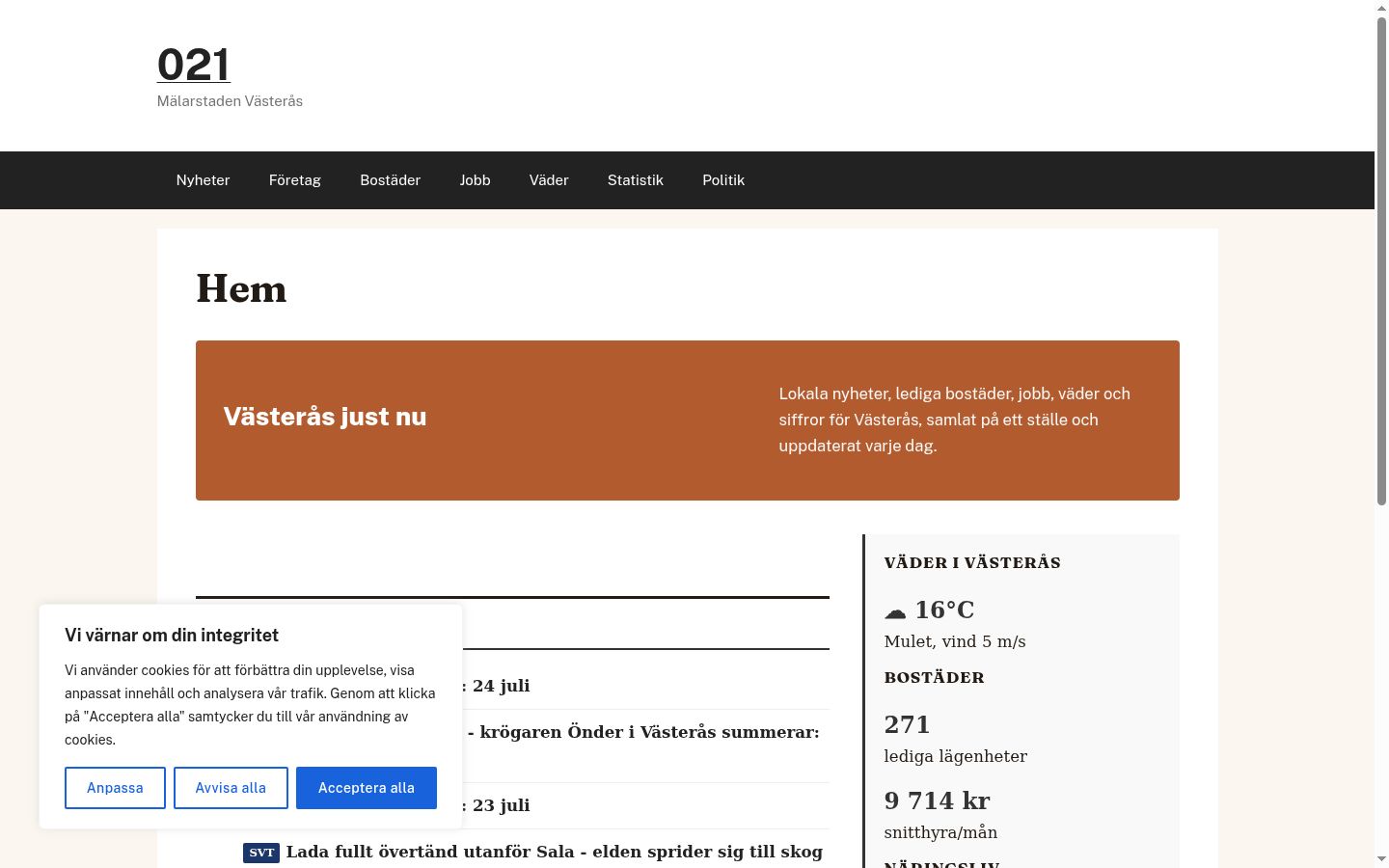 Screenshot des Einwilligungsbanners vor jeglicher Interaktion