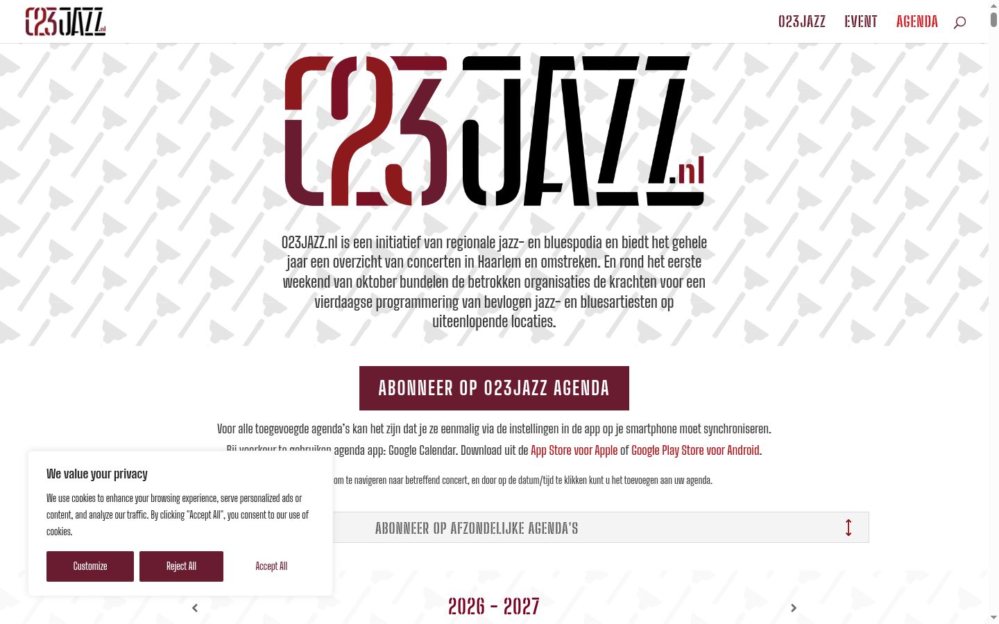 Captura de ecrã do banner de consentimento apresentado antes de qualquer interação