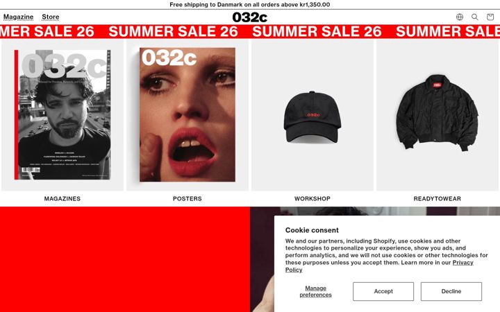 Screenshot of 032c.com