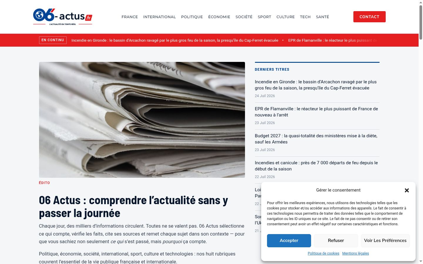Screenshot tal-banner tal-kunsens muri qabel kwalunkwe interazzjoni