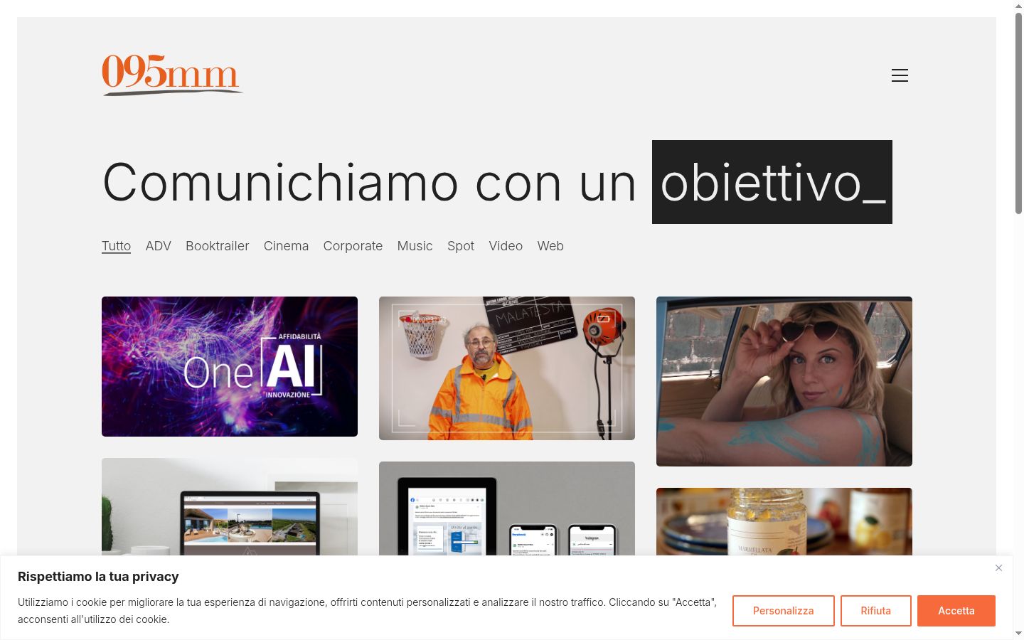 Screenshot del banner di consenso mostrato prima di qualsiasi interazione