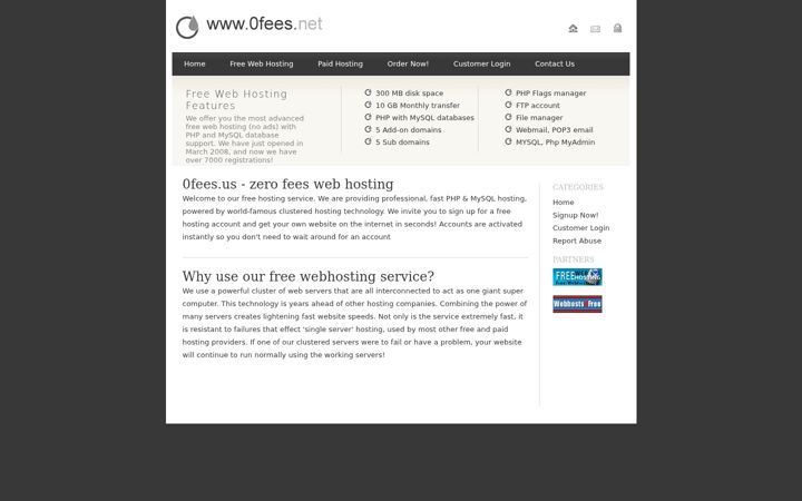 Screenshot of 0fees.net