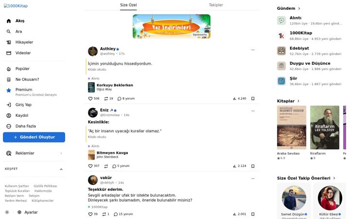 Kuvakaappaus sivustosta 1000kitap.com