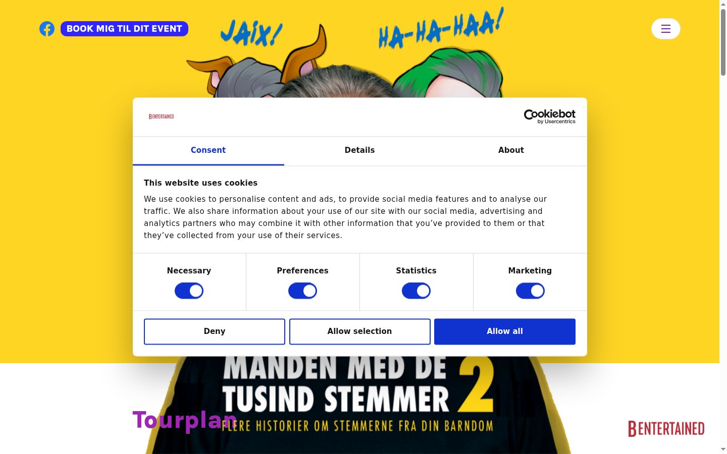Screenshot des Einwilligungsbanners vor jeglicher Interaktion