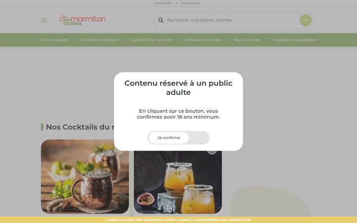 Screenshot of 1001cocktails.com