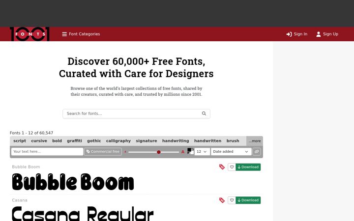 Screenshot ta' 1001fonts.com