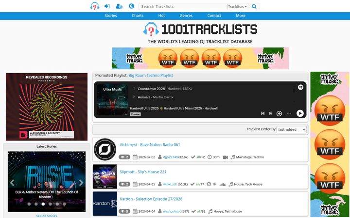 Ekrano kopija 1001tracklists.com