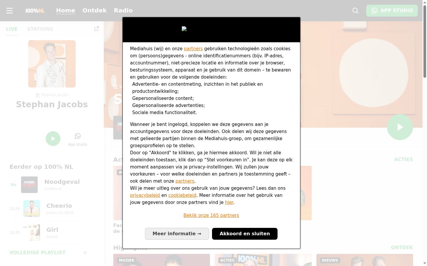 Sutikimo reklamjuostės, rodytos prieš bet kokią sąveiką, ekrano kopija