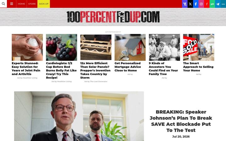 Screenshot of 100percentfedup.com