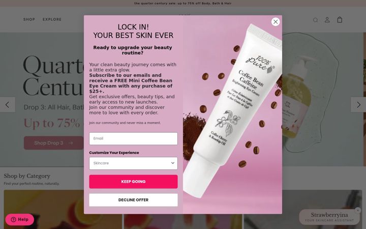 Screenshot of 100percentpure.com