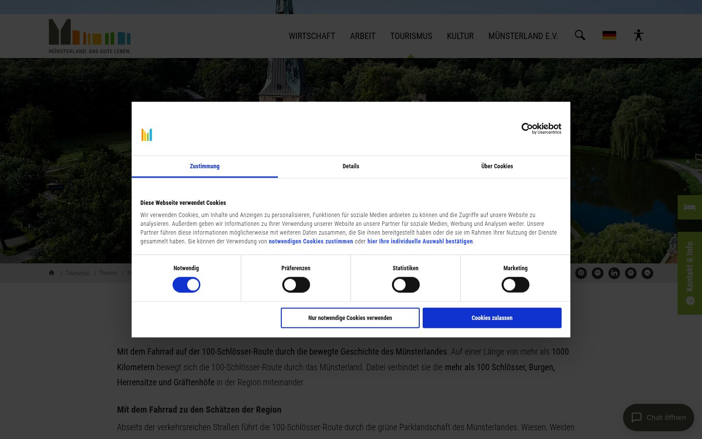 Capture d'écran de la bannière de consentement affichée avant toute interaction