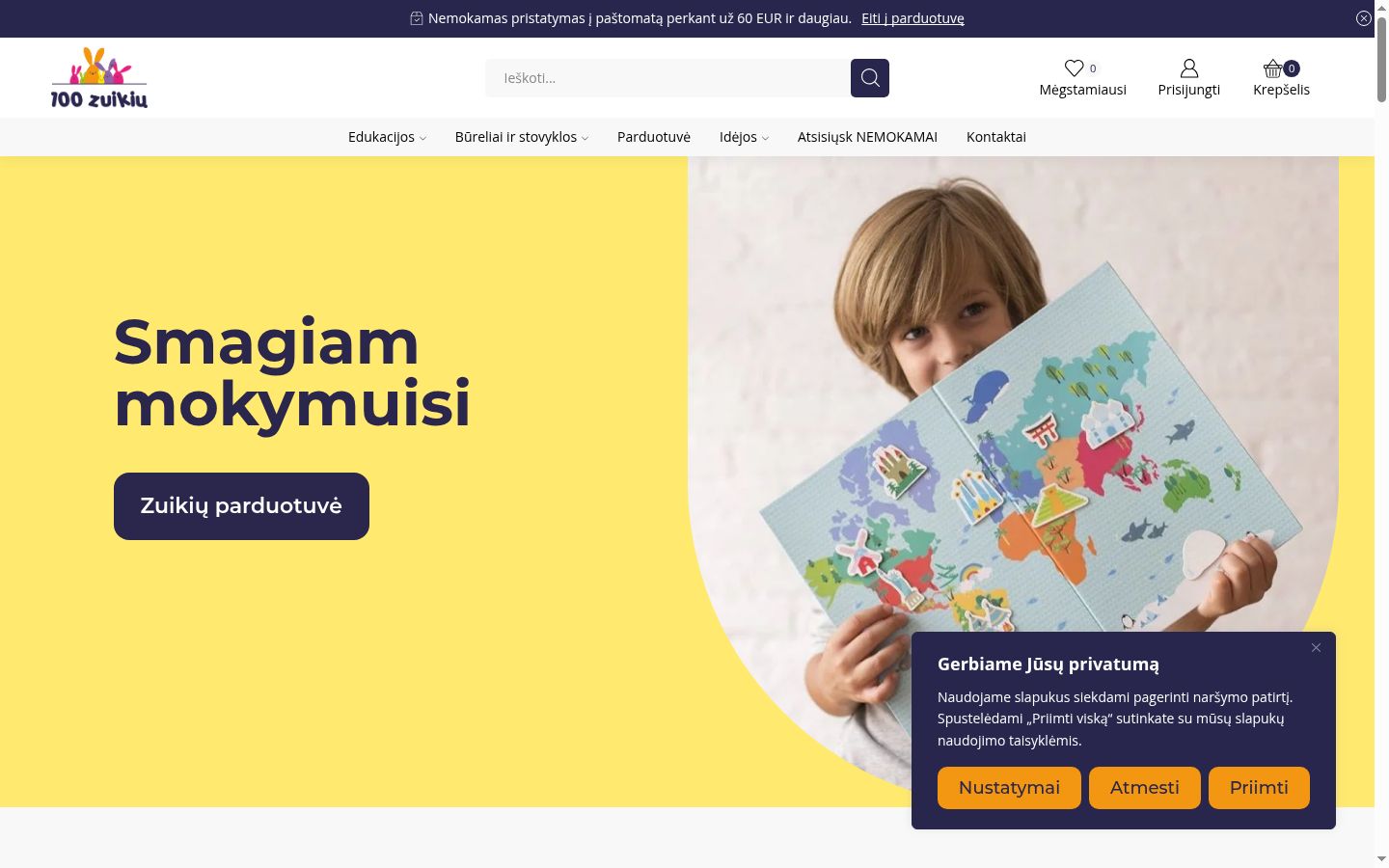Snímka obrazovky banera súhlasu zobrazeného pred akoukoľvek interakciou
