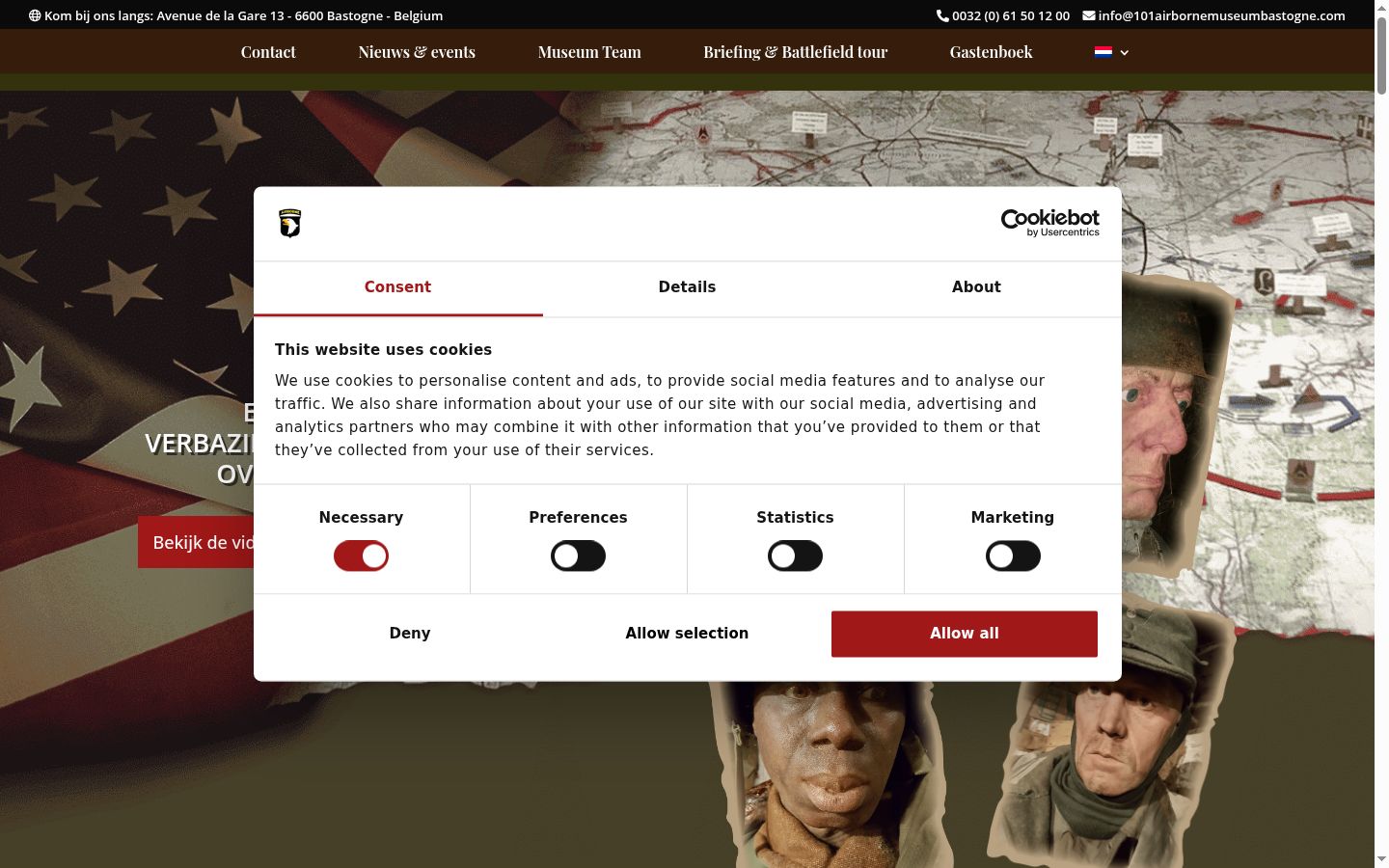 Screenshot del banner di consenso mostrato prima di qualsiasi interazione