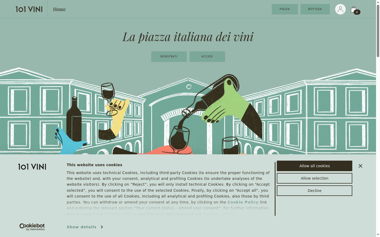 Captura de pantalla del banner de consentimiento mostrado antes de cualquier interacción