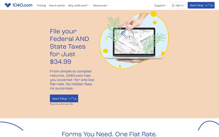 Screenshot of 1040.com