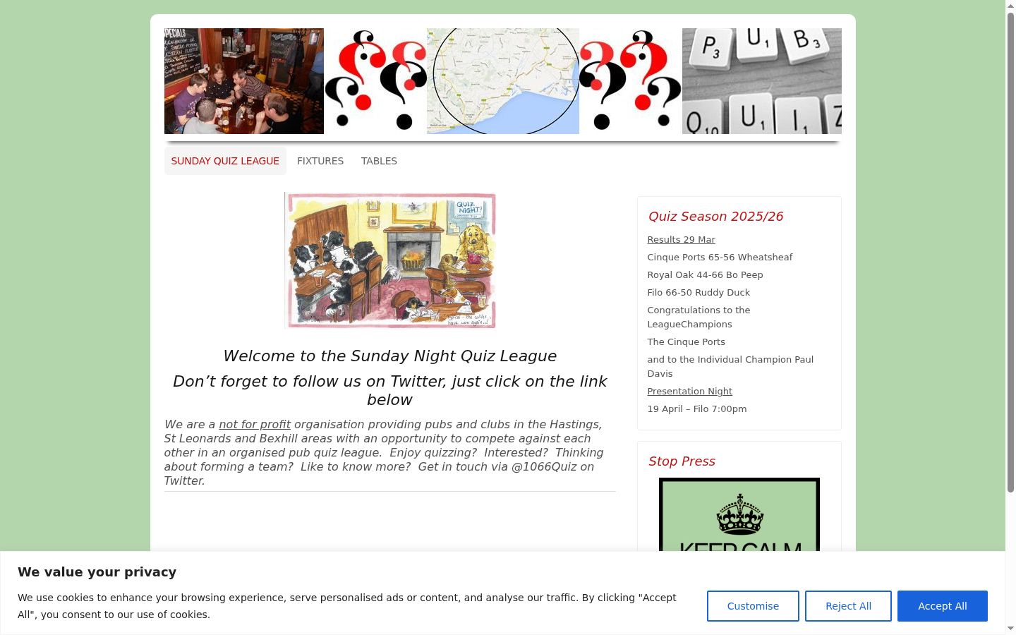 Screenshot des Einwilligungsbanners vor jeglicher Interaktion