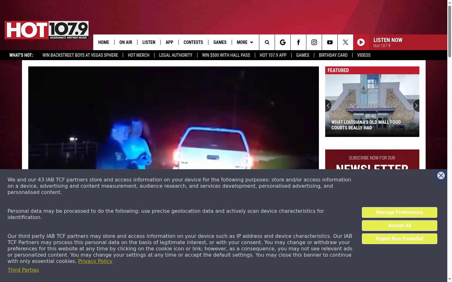 Capture d'écran de la bannière de consentement affichée avant toute interaction