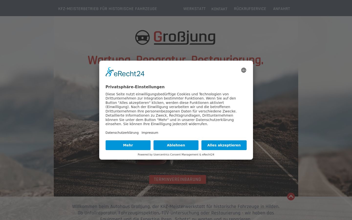 Screenshot del banner di consenso mostrato prima di qualsiasi interazione