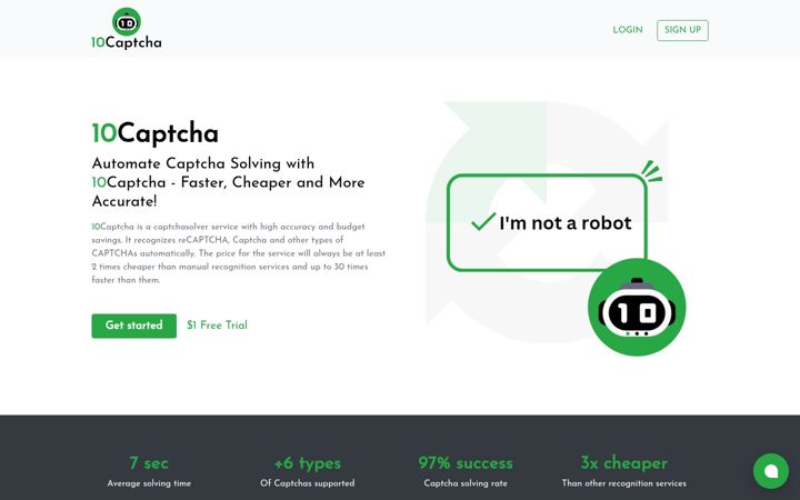 Screenshot von 10captcha.com