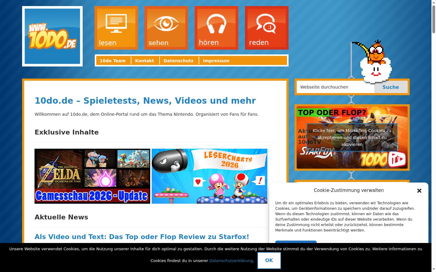 Screenshot of the consent banner shown before any interaction