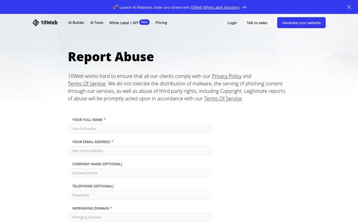 Screenshot of 10web.cloud