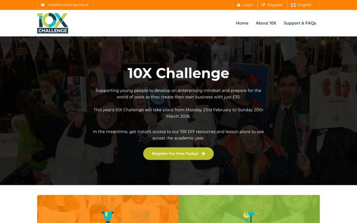 Screenshot ta' 10xchallenge.org.uk