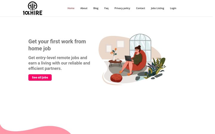 Skjámynd af 10xhire.io
