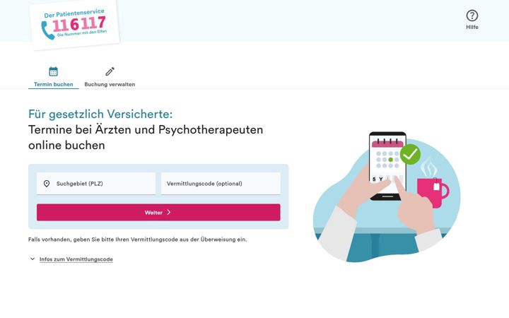 Screenshot of 116117-termine.de