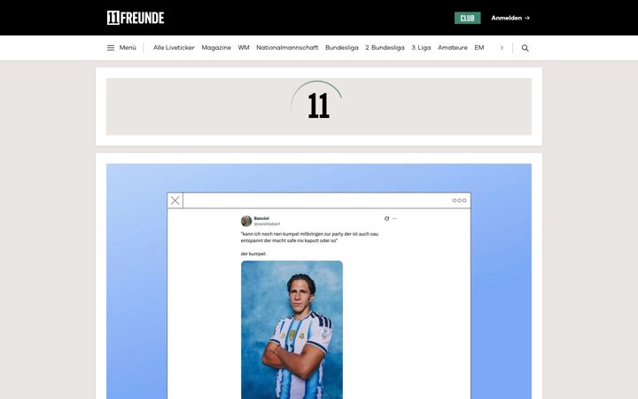 Screenshot ta' 11freunde.de