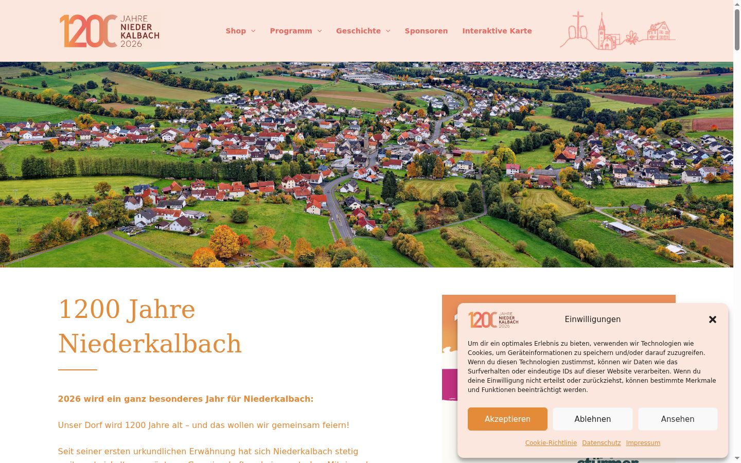 Screenshot des Einwilligungsbanners vor jeglicher Interaktion