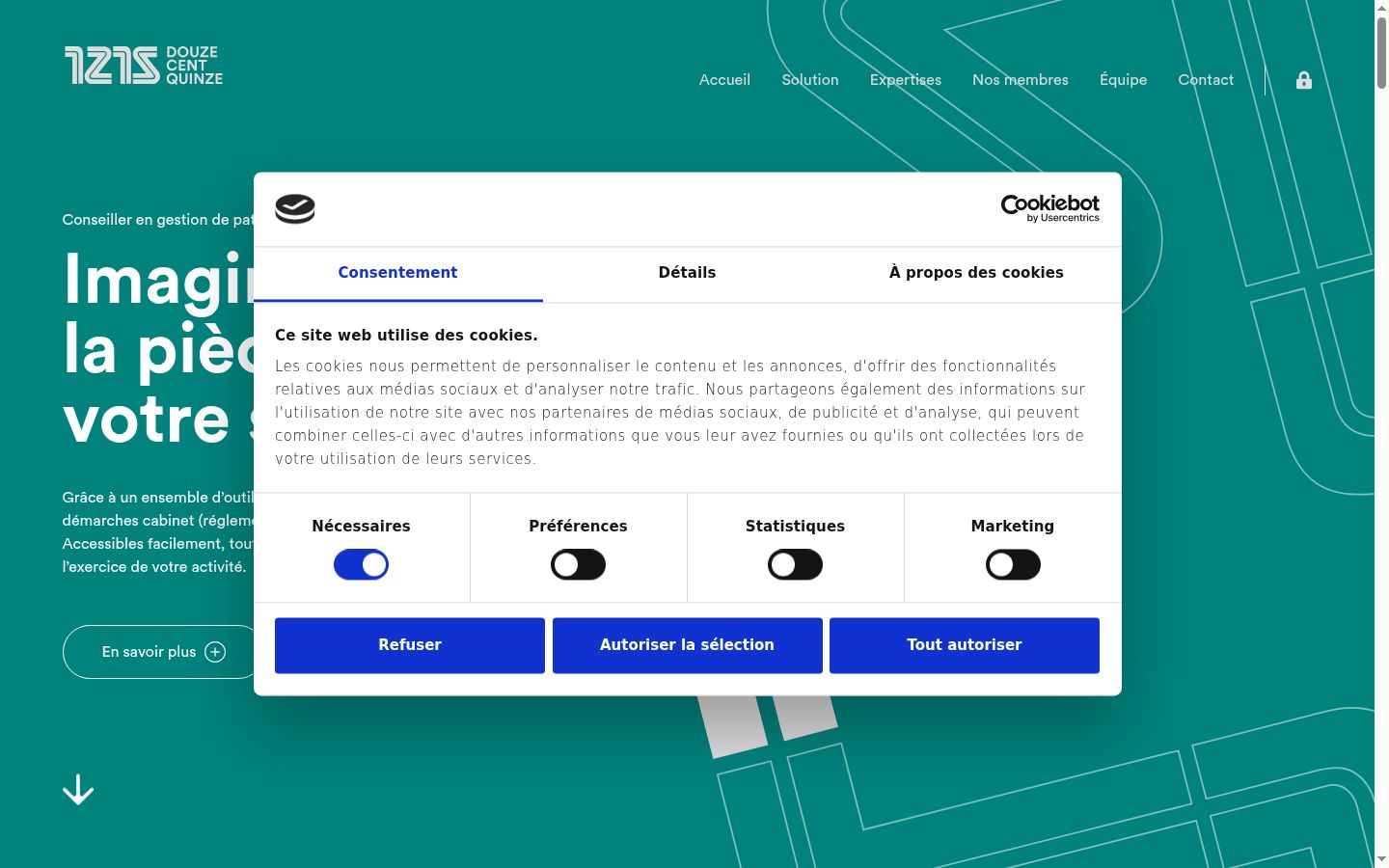 Captura de ecrã do banner de consentimento apresentado antes de qualquer interação