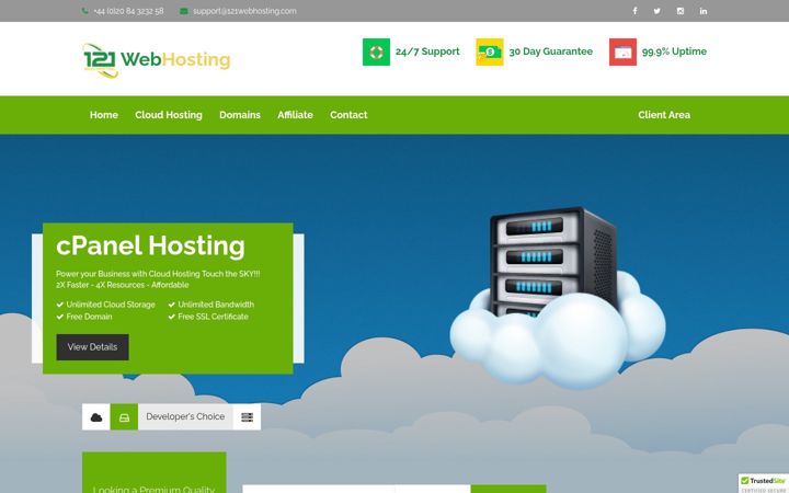 Screenshot von 121webhosting.com