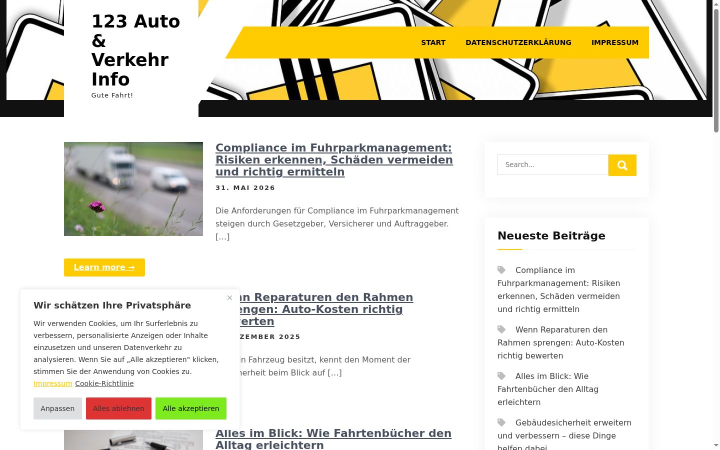 Screenshot del banner di consenso mostrato prima di qualsiasi interazione