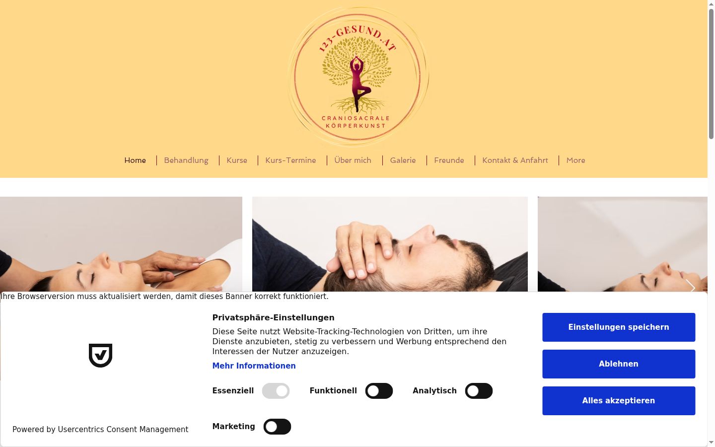 Screenshot del banner di consenso mostrato prima di qualsiasi interazione