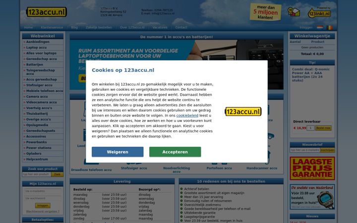 Screenshot of 123accu.nl