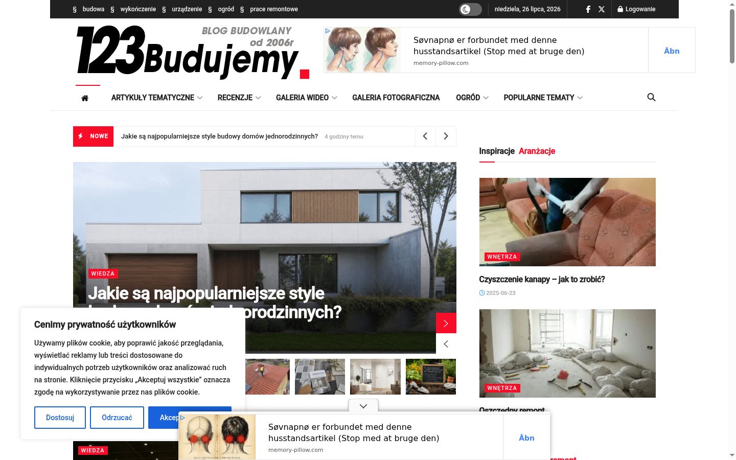 Screenshot des Einwilligungsbanners vor jeglicher Interaktion