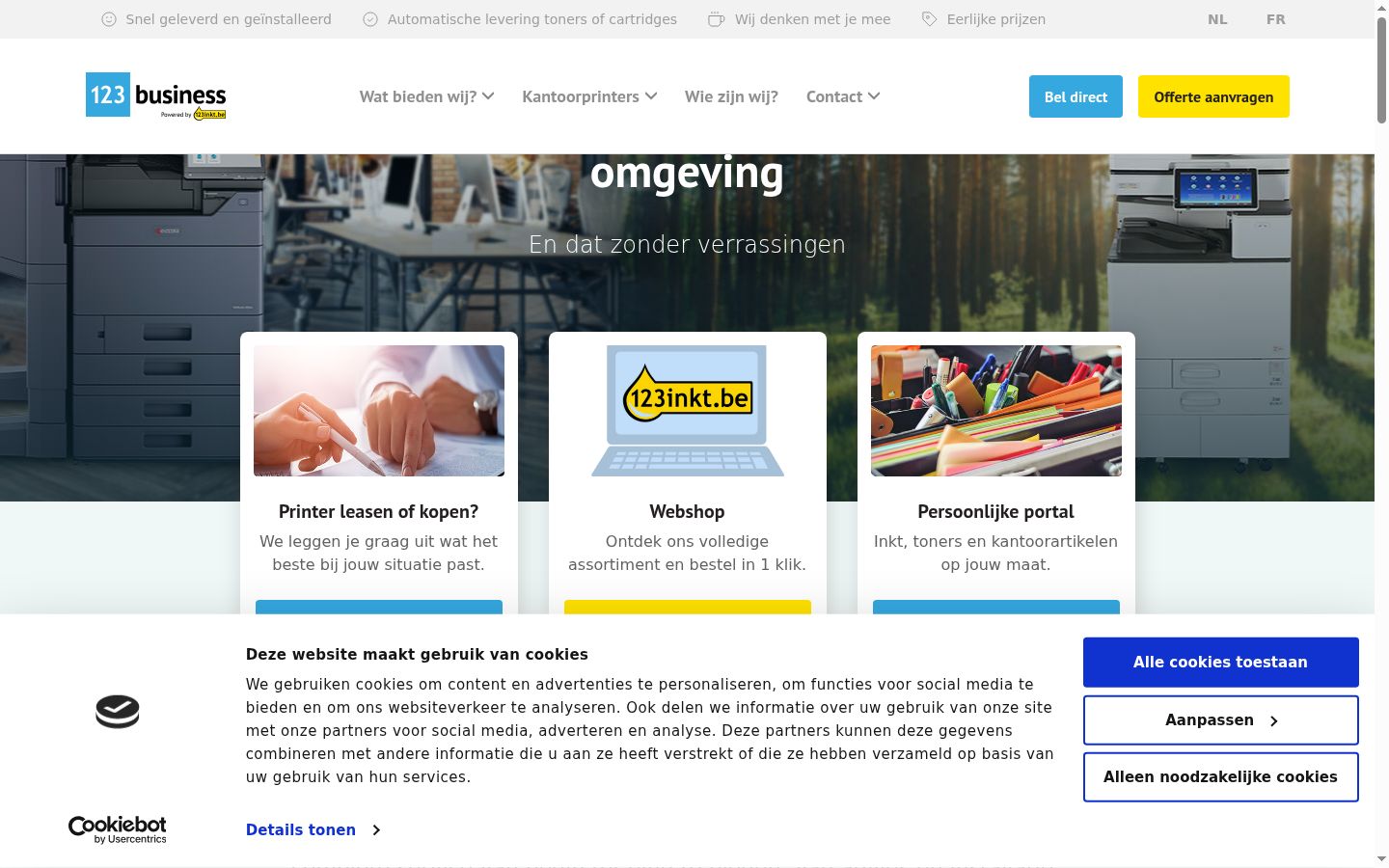 Screenshot des Einwilligungsbanners vor jeglicher Interaktion
