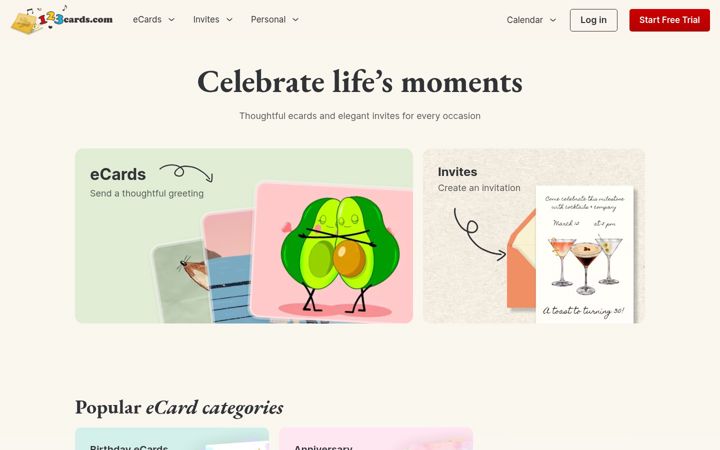 Screenshot of 123cards.com