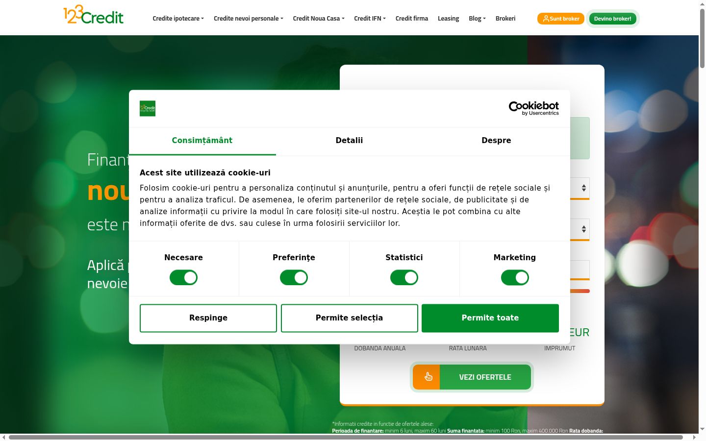 Snímka obrazovky banera súhlasu zobrazeného pred akoukoľvek interakciou