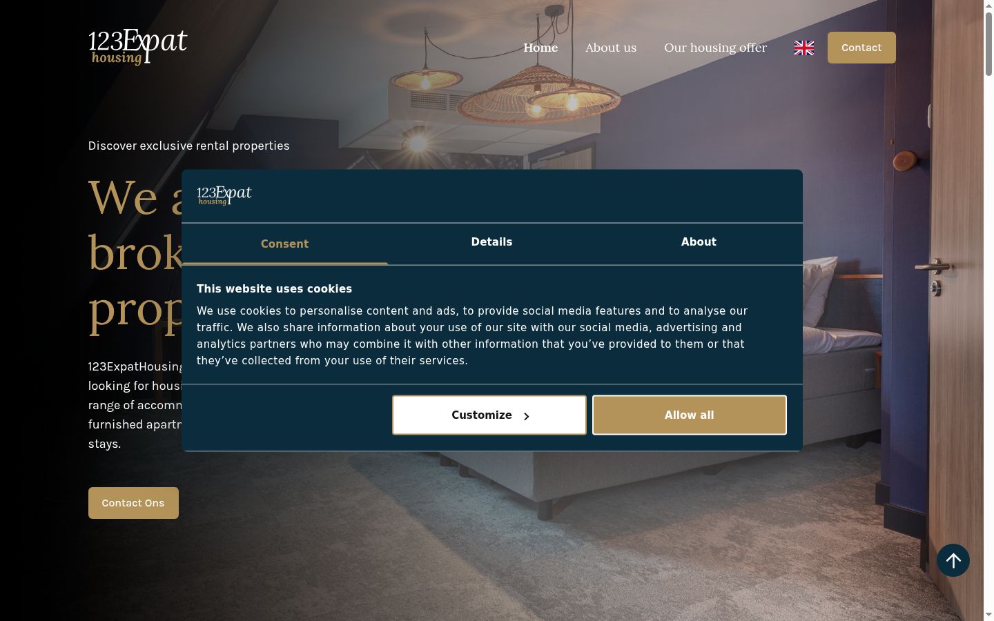 Capture d'écran de la bannière de consentement affichée avant toute interaction