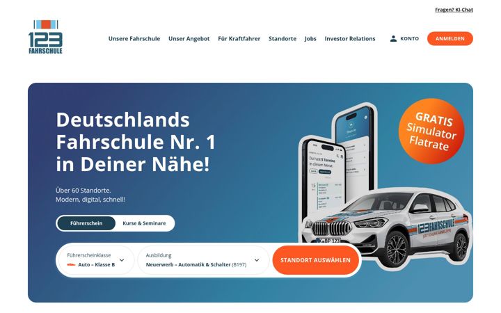 Zrzut ekranu 123fahrschule.de