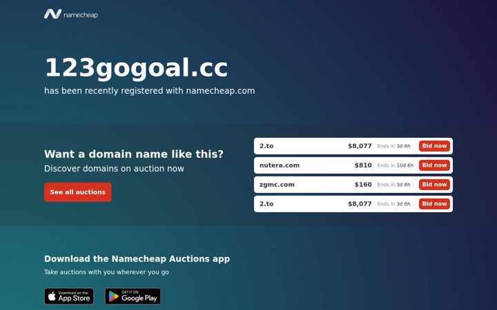 Kuvakaappaus sivustosta 123gogoal.cc