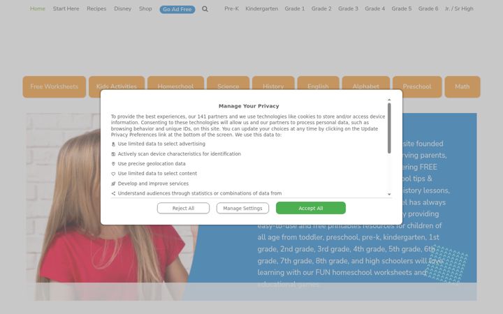 Screenshot of 123homeschool4me.com