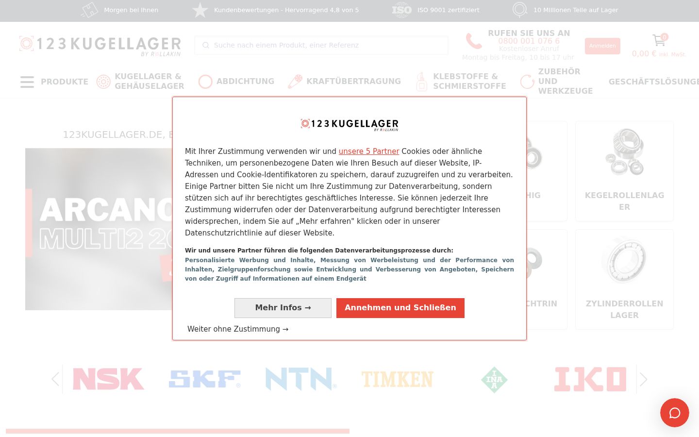 Screenshot του banner συγκατάθεσης που εμφανίστηκε πριν από οποιαδήποτε αλληλεπίδραση