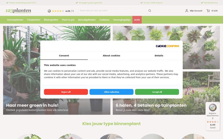 Screenshot of 123planten.nl