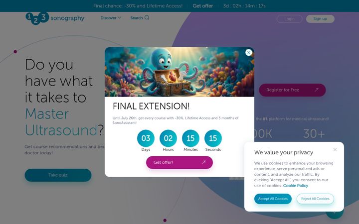 Screenshot of 123sonography.com