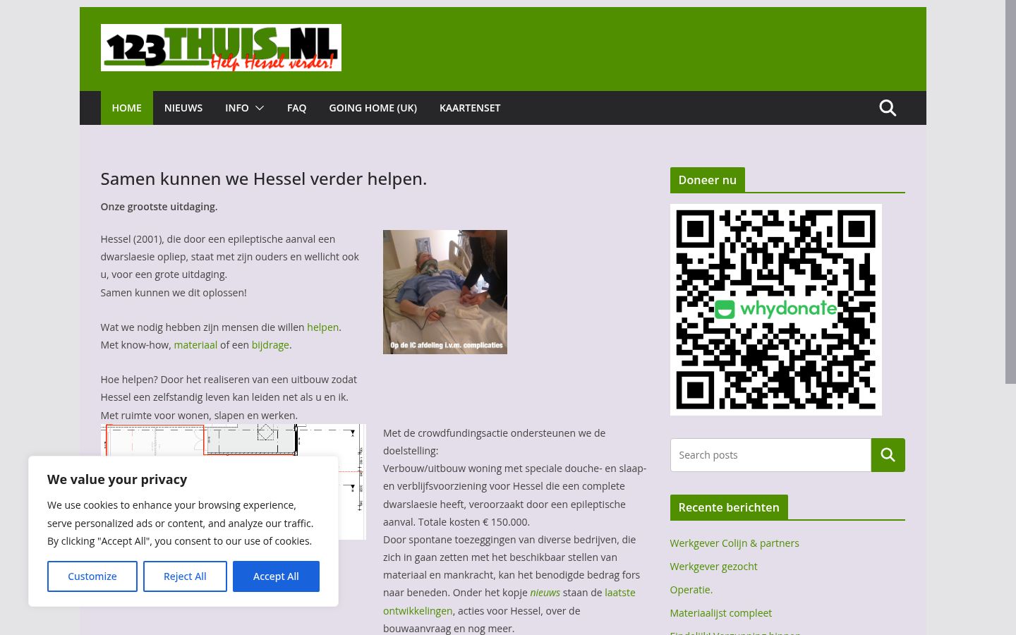 Screenshot del banner di consenso mostrato prima di qualsiasi interazione